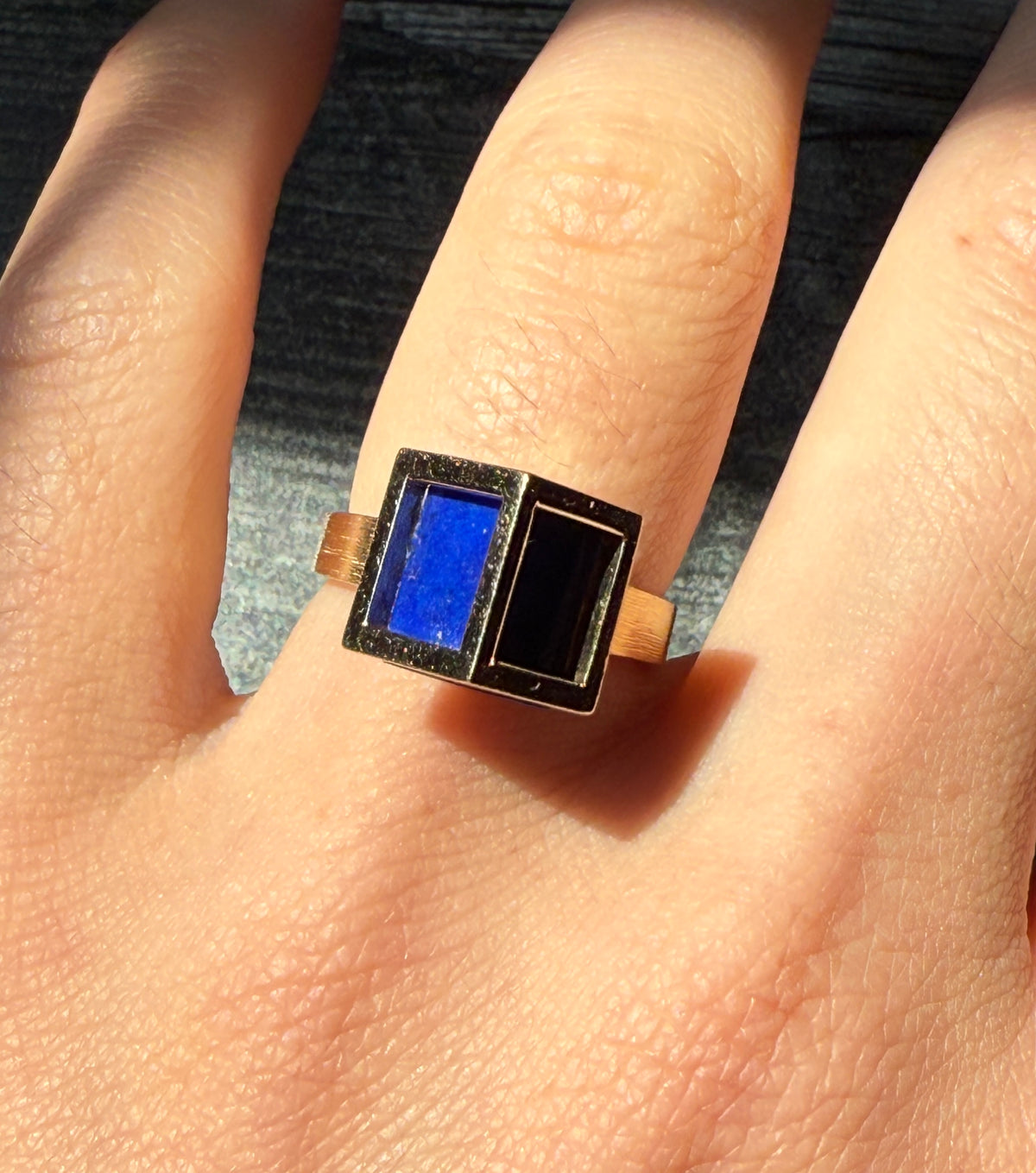 Lapis Cube Ring in 18K Gold