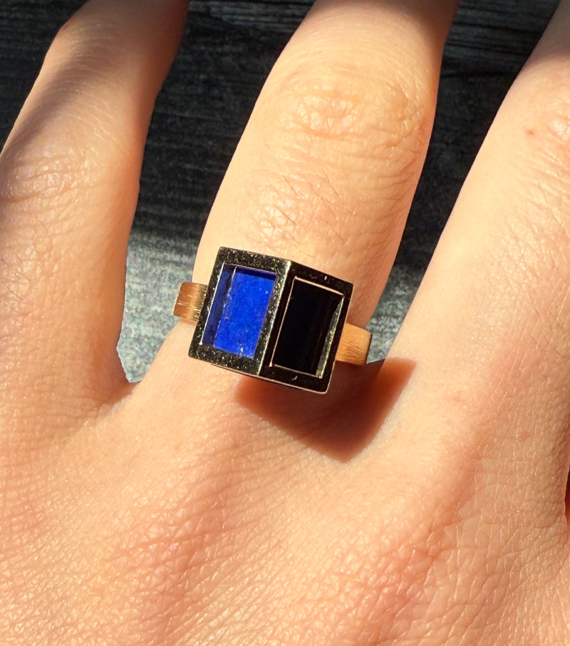 Lapis Cube Ring in 18K Gold