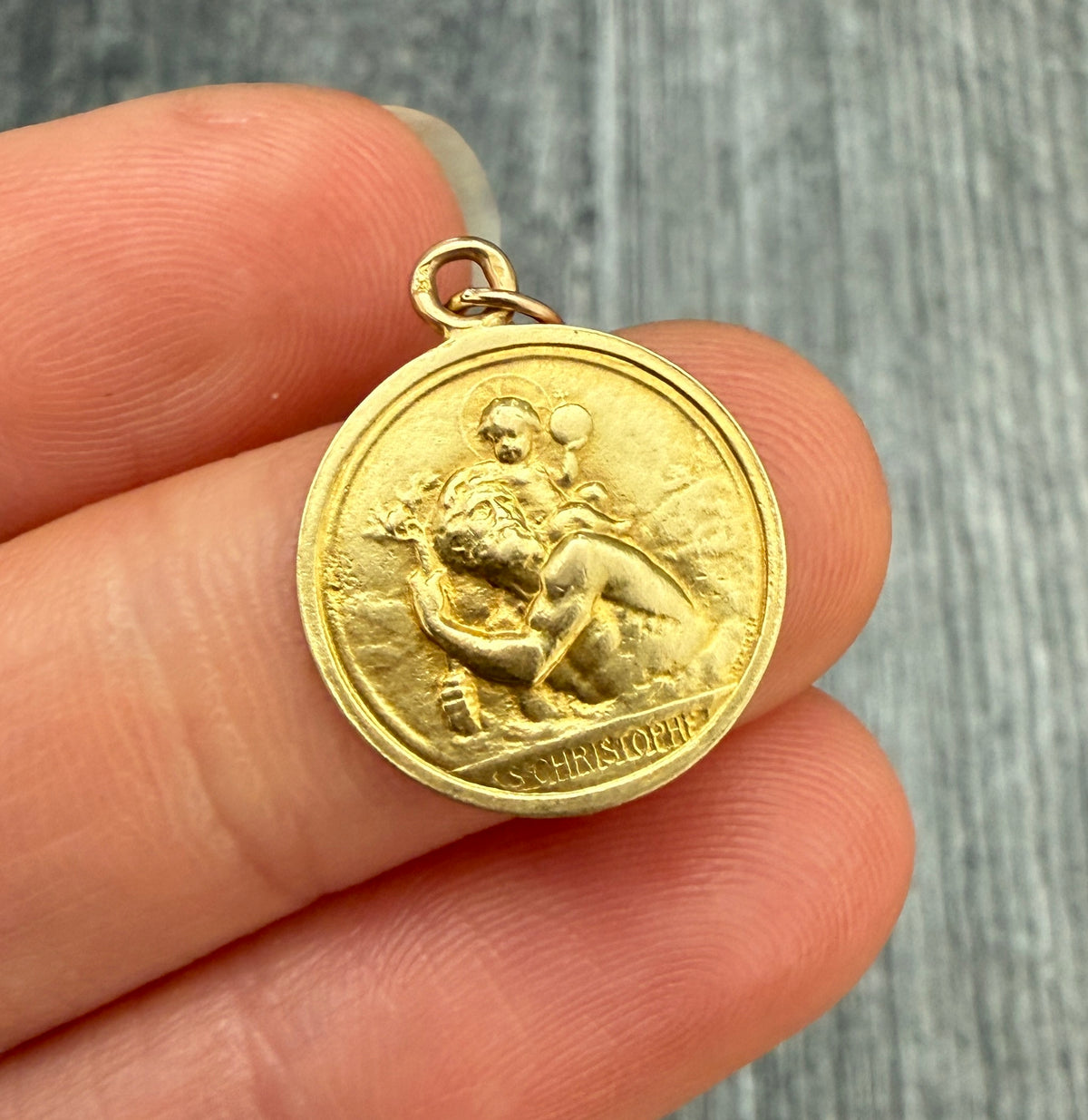 French Becker St. Christopher Medal 18K Gold Charm