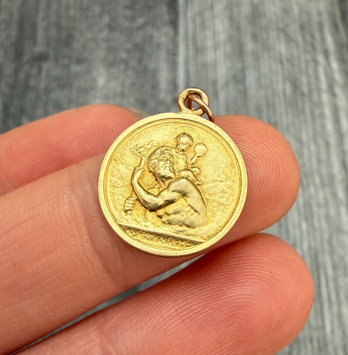 French Becker St. Christopher Medal 18K Gold Charm