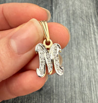 Diamond and 14K Gold Initial M Charm