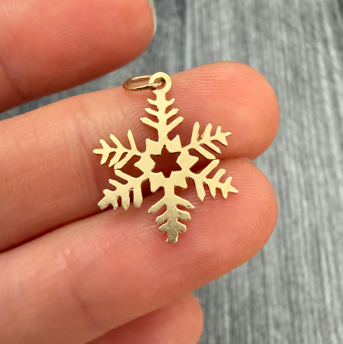 14K Gold Snowflake Charm