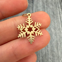 14K Gold Snowflake Charm