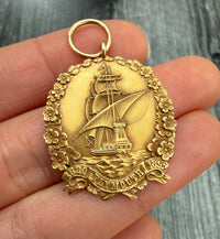 JE Caldwell Mayflower Ship "Plymouth 1620-1897" 14K Gold Medal