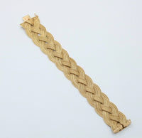 Vintage 18K Gold Woven Braided Bracelet, 7.7” Long