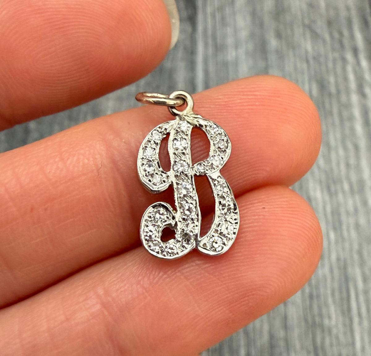 Diamond and 14K WG Script Initial B Charm