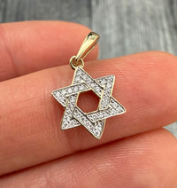 Diamond Star of David Charm in 14K Gold