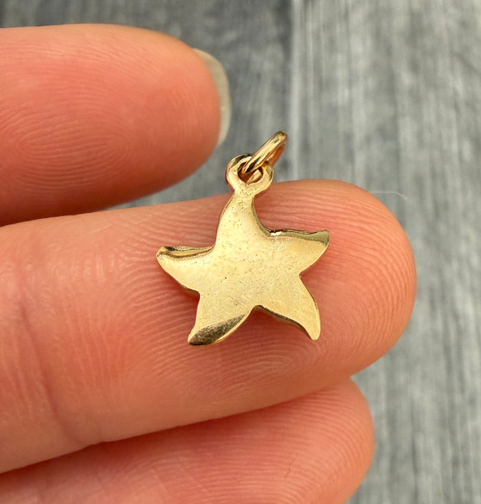 18K Gold Starfish Charm