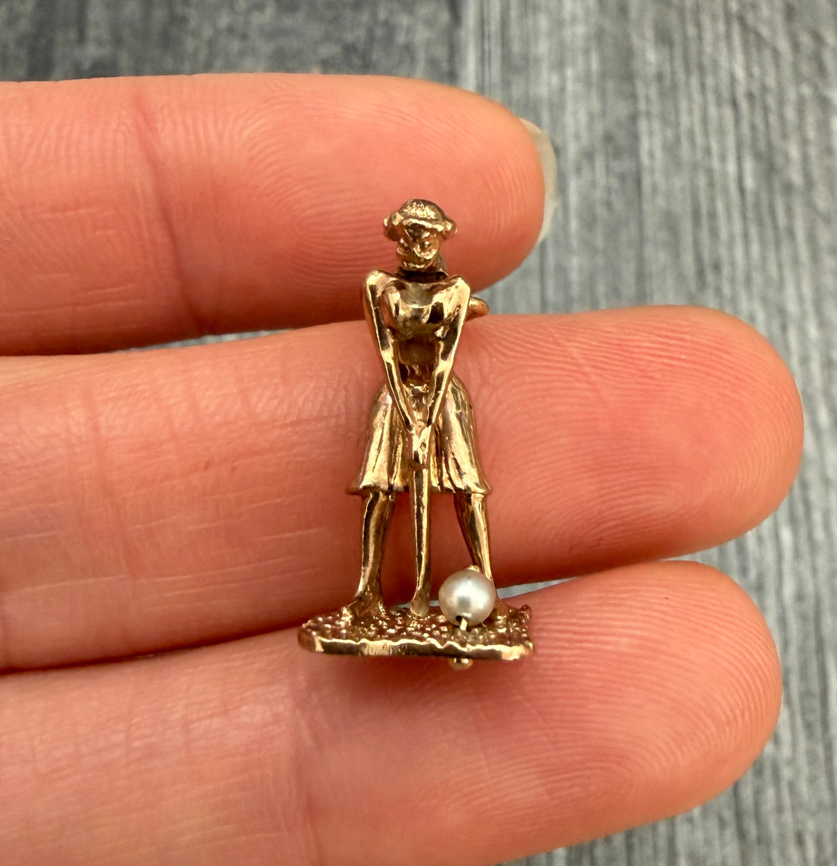 Vintage Articulated Golfer Charm In 14K Gold