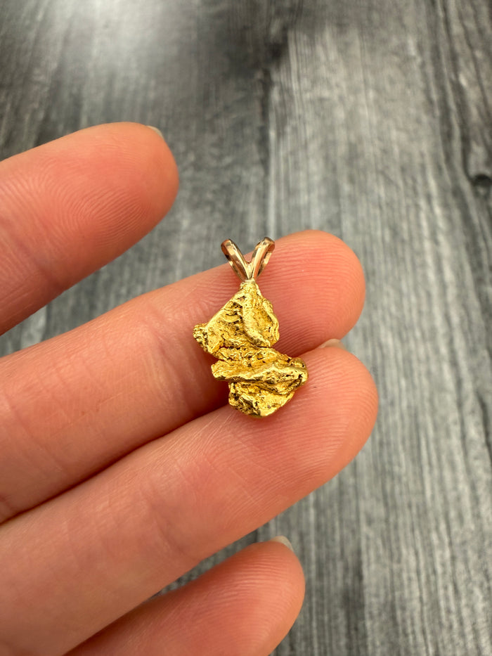 Gold Nugget Charm with 14K Gold Bale