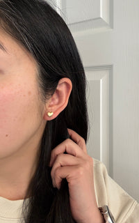 Satin Finish 14K Gold Heart Stud Earrings