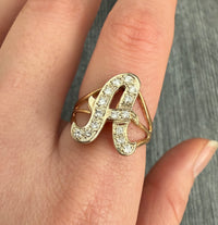 Diamond Initial A Ring in 14K Gold