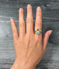 Vintage Amethyst and Blue Topaz Bypass Ring (Y)