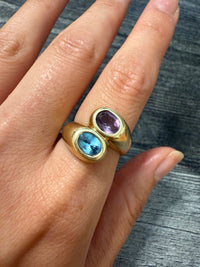 Vintage Amethyst and Blue Topaz Bypass Ring (Y)