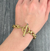 Oval Link Bracelet with Oversized Toggle Clasp, 7.25" Long