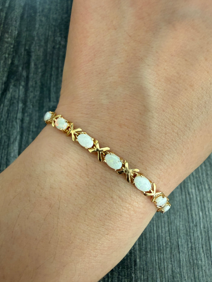 Opal and 14K Gold XOXO Line Bracelet
