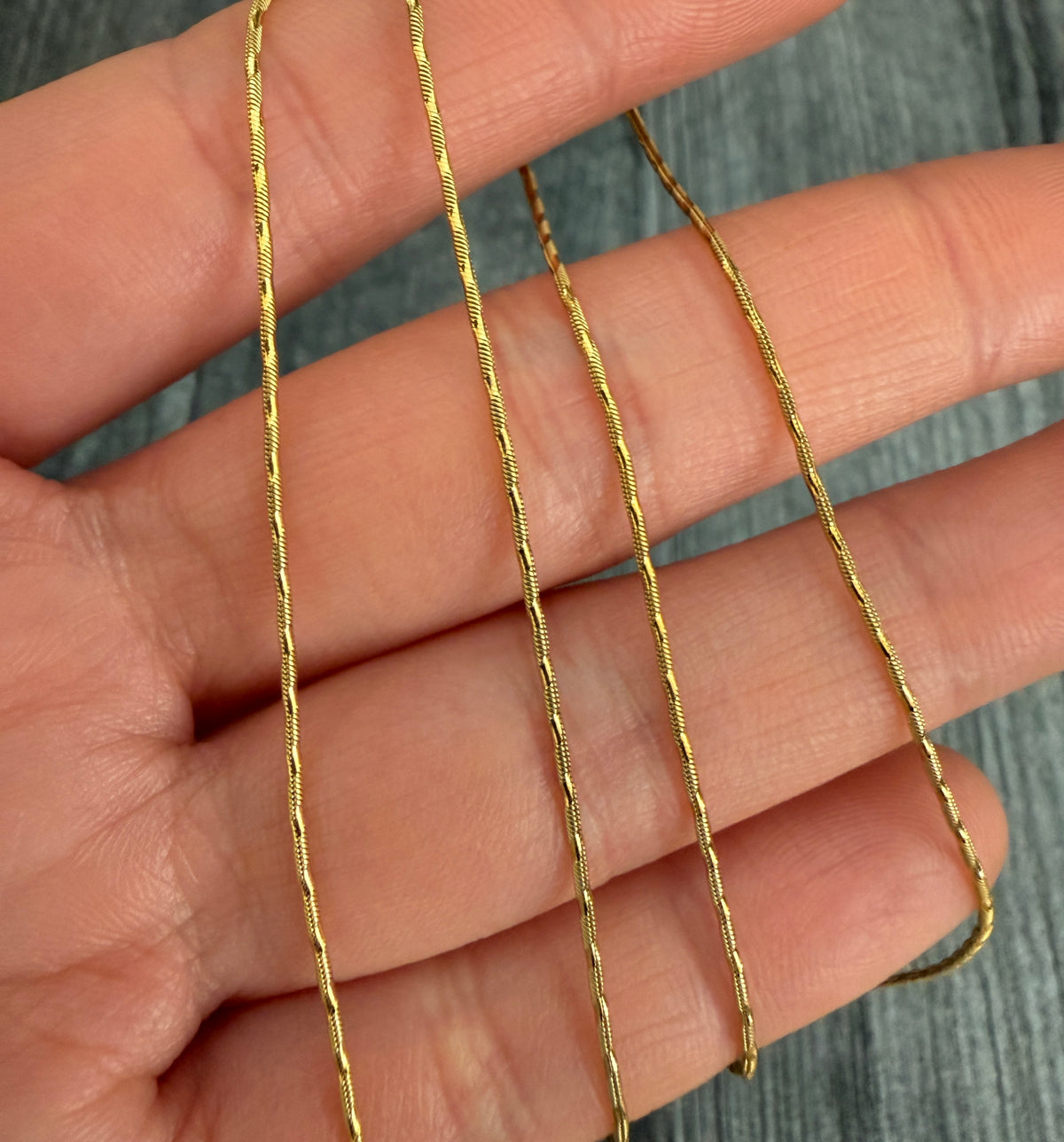 Vintage 14K Gold Snake Style Tubular Chain, 19.75" Long