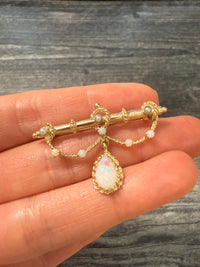 Vintage Opal and 14K Gold Garland Brooch