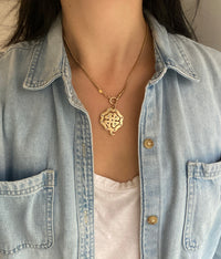 Double-Sided 14K Gold Dangling Four Leaf Clover Charm