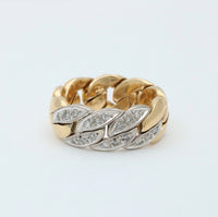 Vintage 18K Gold and Diamond Curb Link Chain Ring