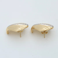 Vintage Diamond and 14K Gold Shell Earrings