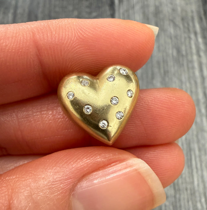 Diamond Etoile and 14K Gold Heart Slider Charm (I)