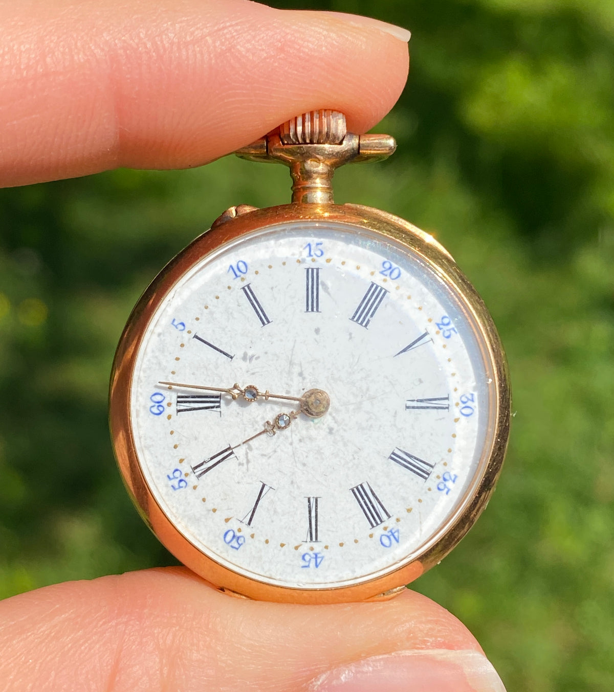 Art Nouveau Enamel Woman Warrior 18K Gold Pocket Watch