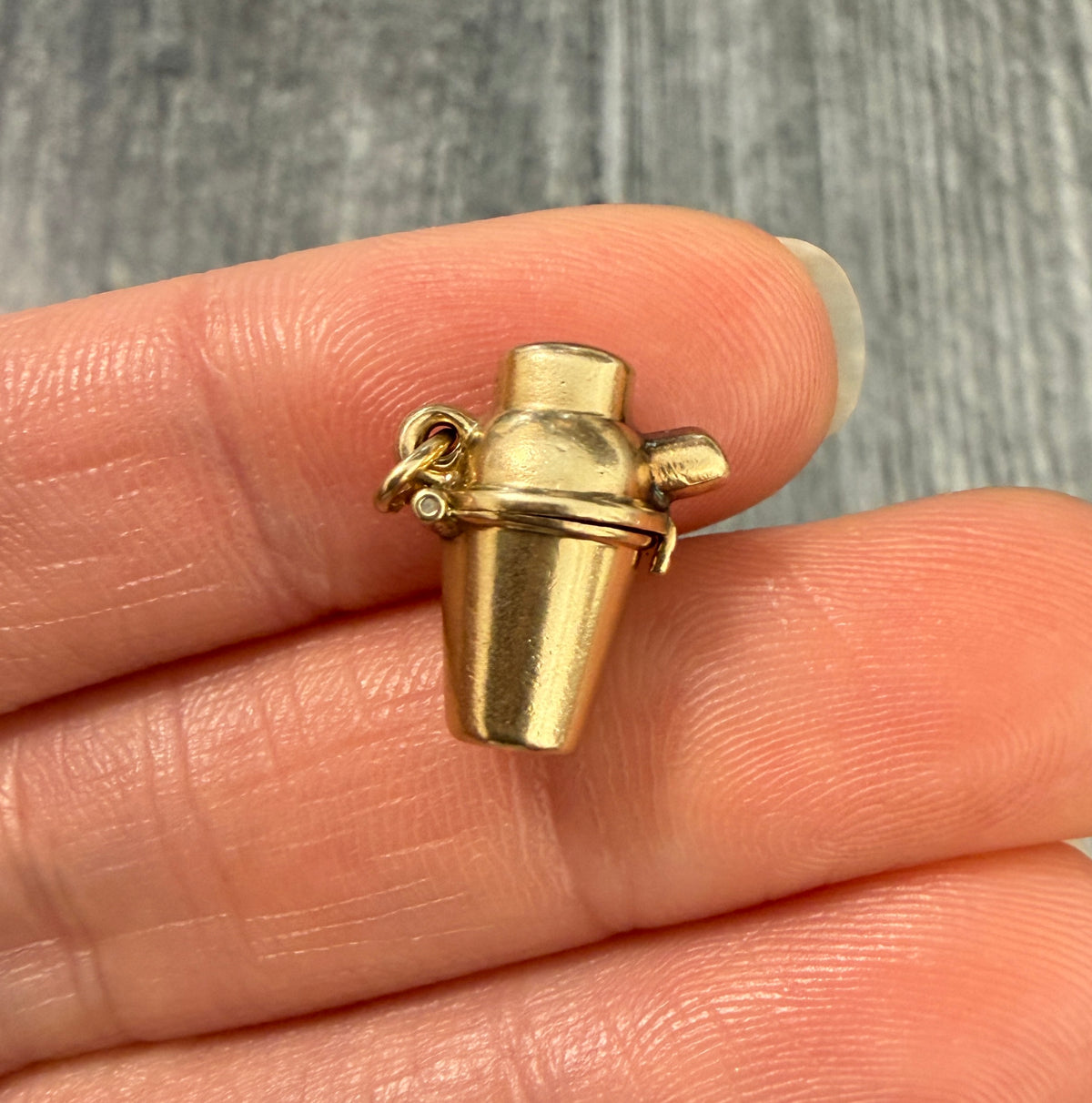 Vintage Devil in a Cocktail Shaker Charm in 14K Gold (M)