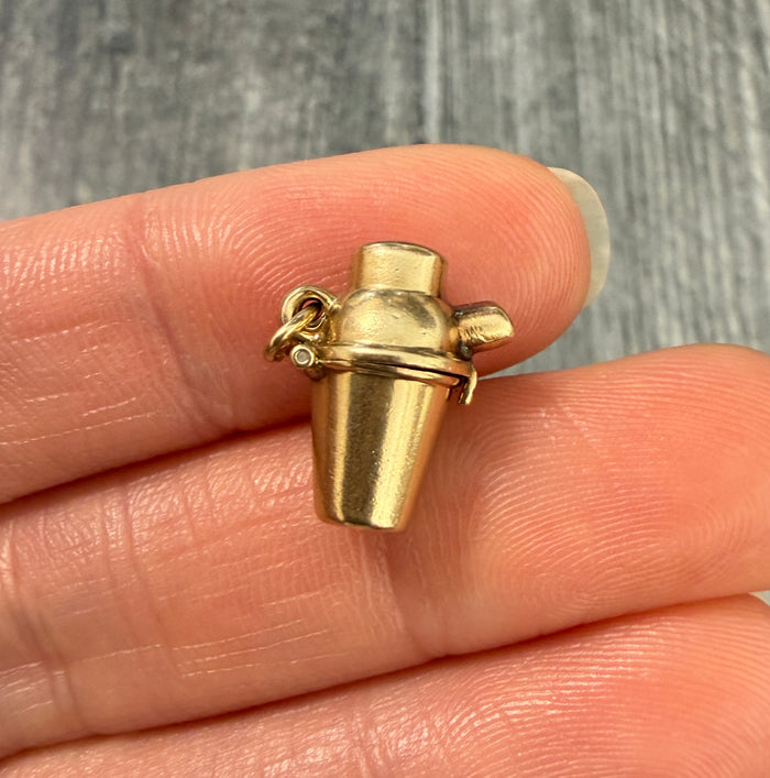 Vintage Devil in a Cocktail Shaker Charm in 14K Gold (M)