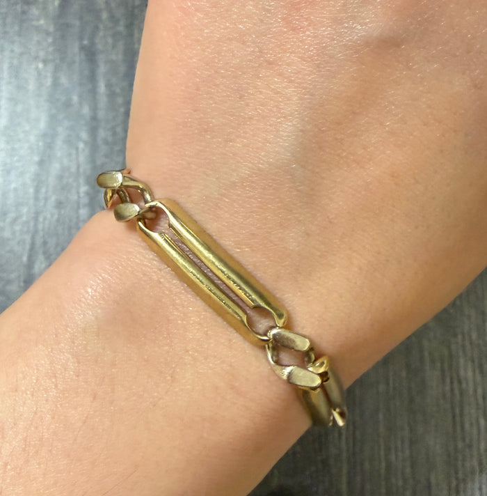 Vintage Elongated Open Link Bracelet in 14K Gold