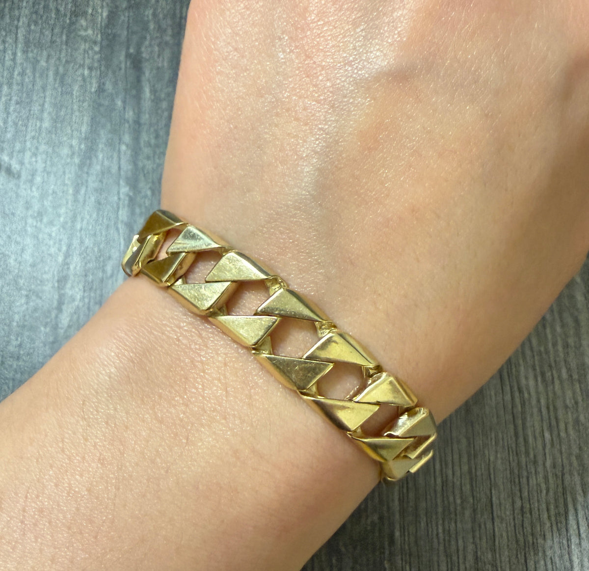 Reserved for J 1/2 - Vintage 14K Gold Squared Origami Curb Link Bracelet