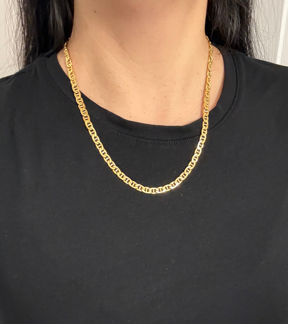 Vintage 18K Gold Mariner Link Chain, 20.5" Long