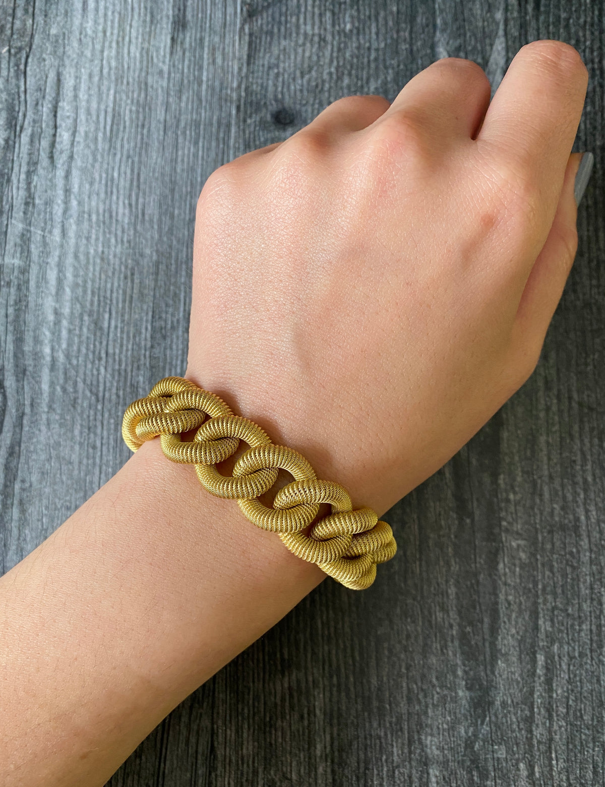 Vintage 18K Gold Woven Mesh Curb Link Bracelet