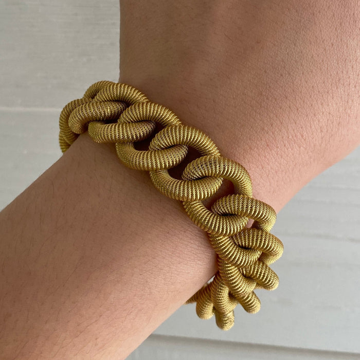 Vintage 18K Gold Woven Mesh Curb Link Bracelet