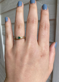 Vintage Emerald and Diamond 14K Gold Twist Band