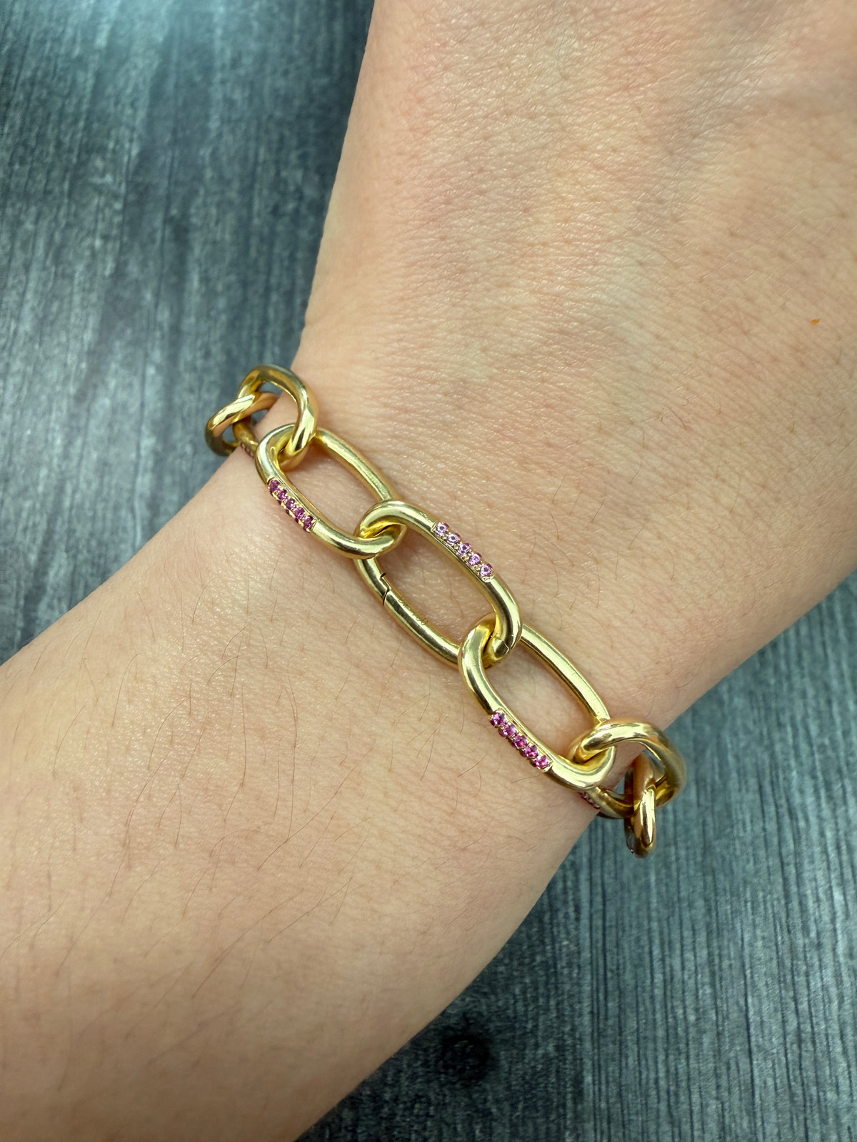 Multicolor Sapphire and 18K Gold Oval Link Bracelet