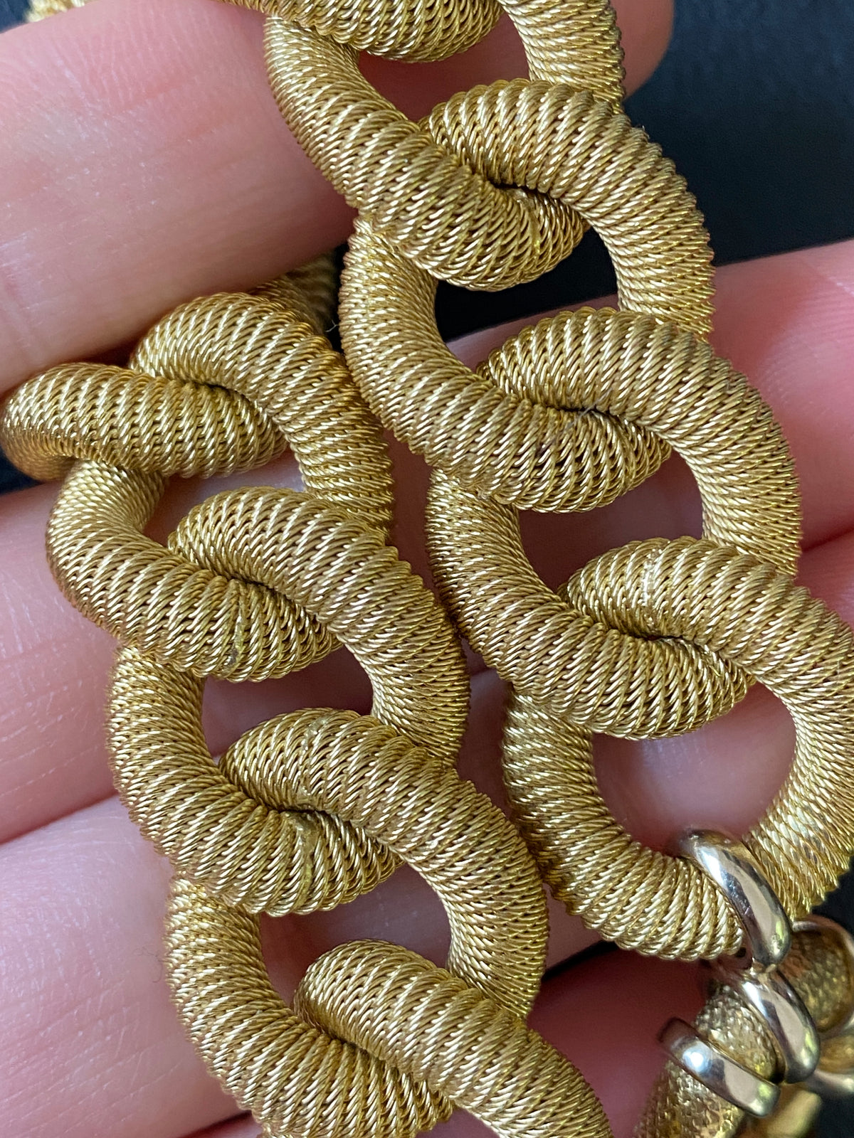 Vintage 18K Gold Woven Mesh Curb Link Bracelet