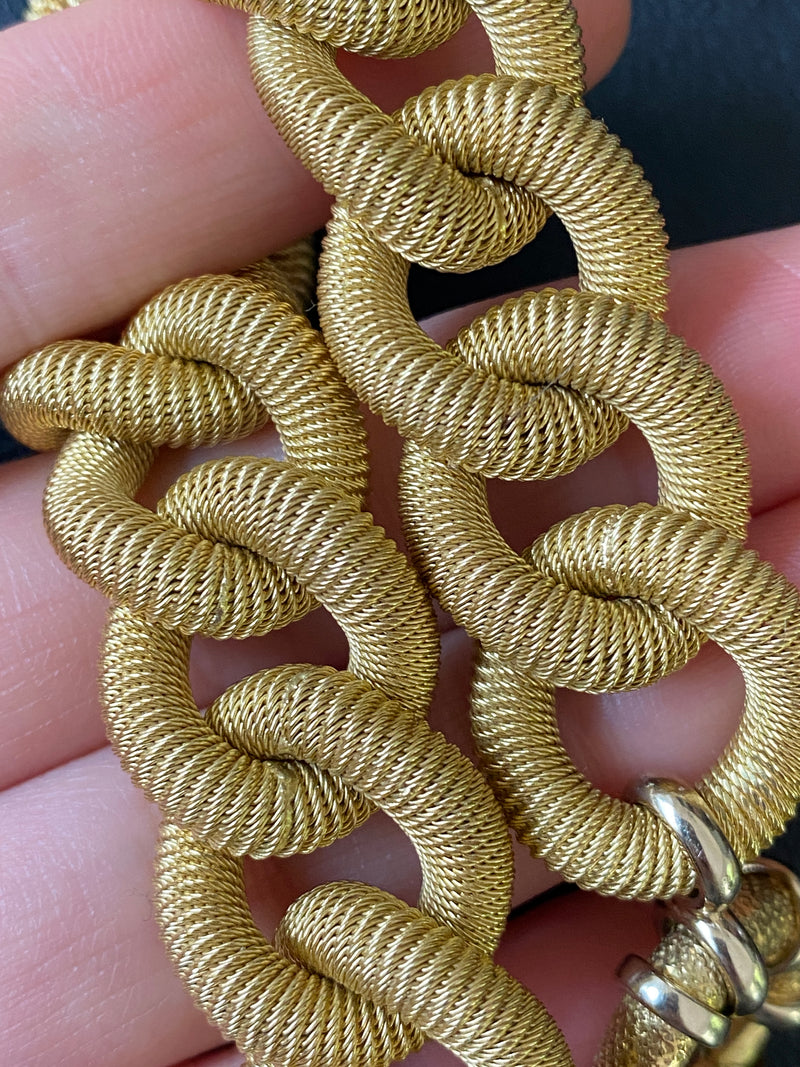 Vintage 18K Gold Woven Mesh Curb Link Bracelet