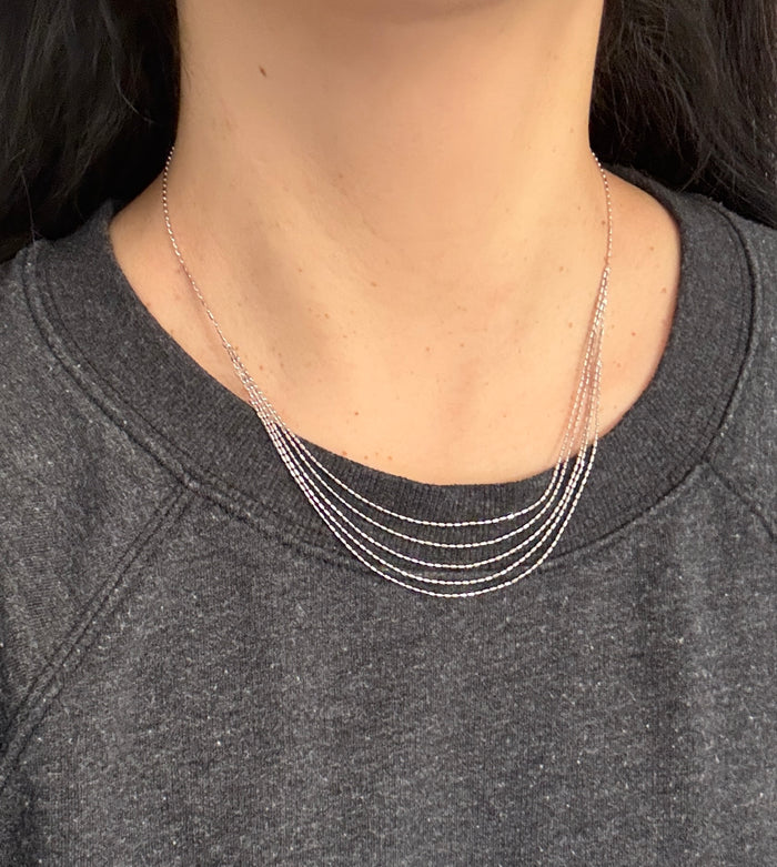 Multi Layer Cylinder Link Chain In 14K White Gold