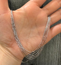 Multi Layer Cylinder Link Chain In 14K White Gold