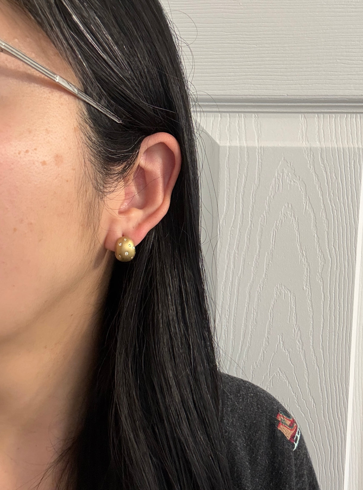 Diamond Etoile and 18K Gold Chubby Huggies Earrings