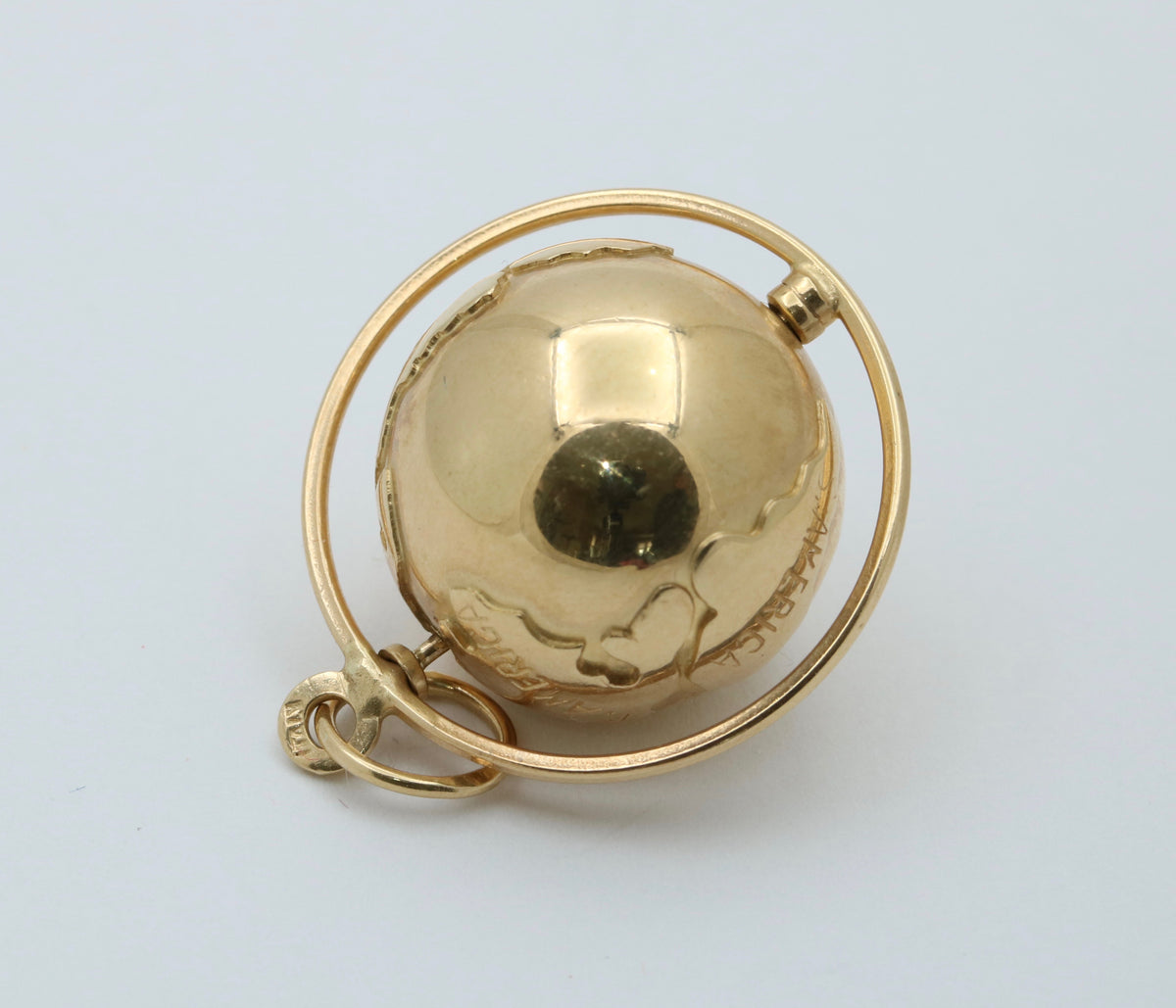 Large Vintage 14K Gold Spinning Globe Charm