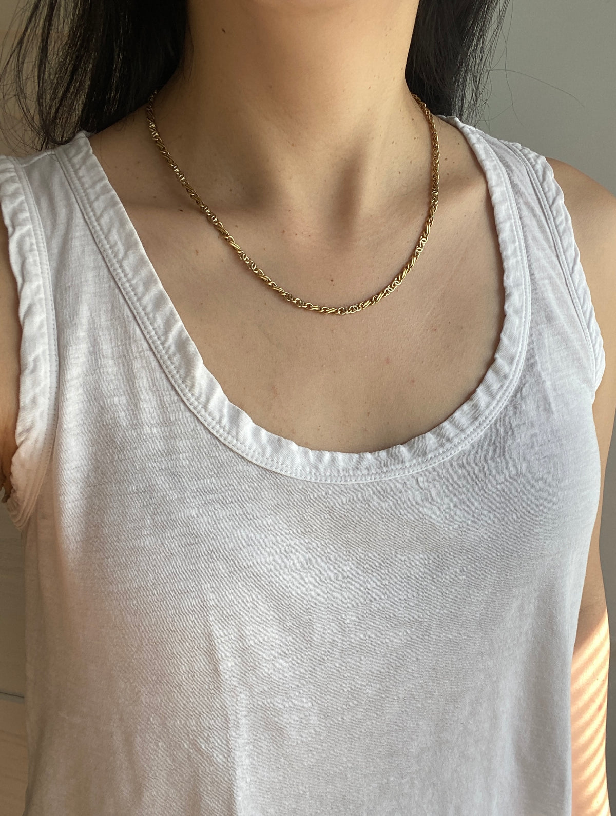Vintage 18K Biciolor Gold Infinity Link Chain, 20” Long