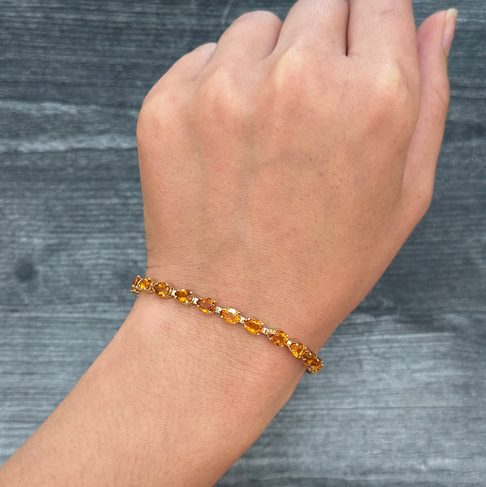 Citrine and 14K Gold Line Bracelet, 8" Long