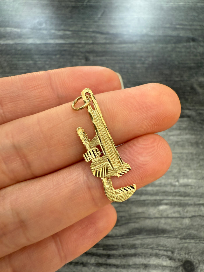 14K Gold Wrench Tool Charm