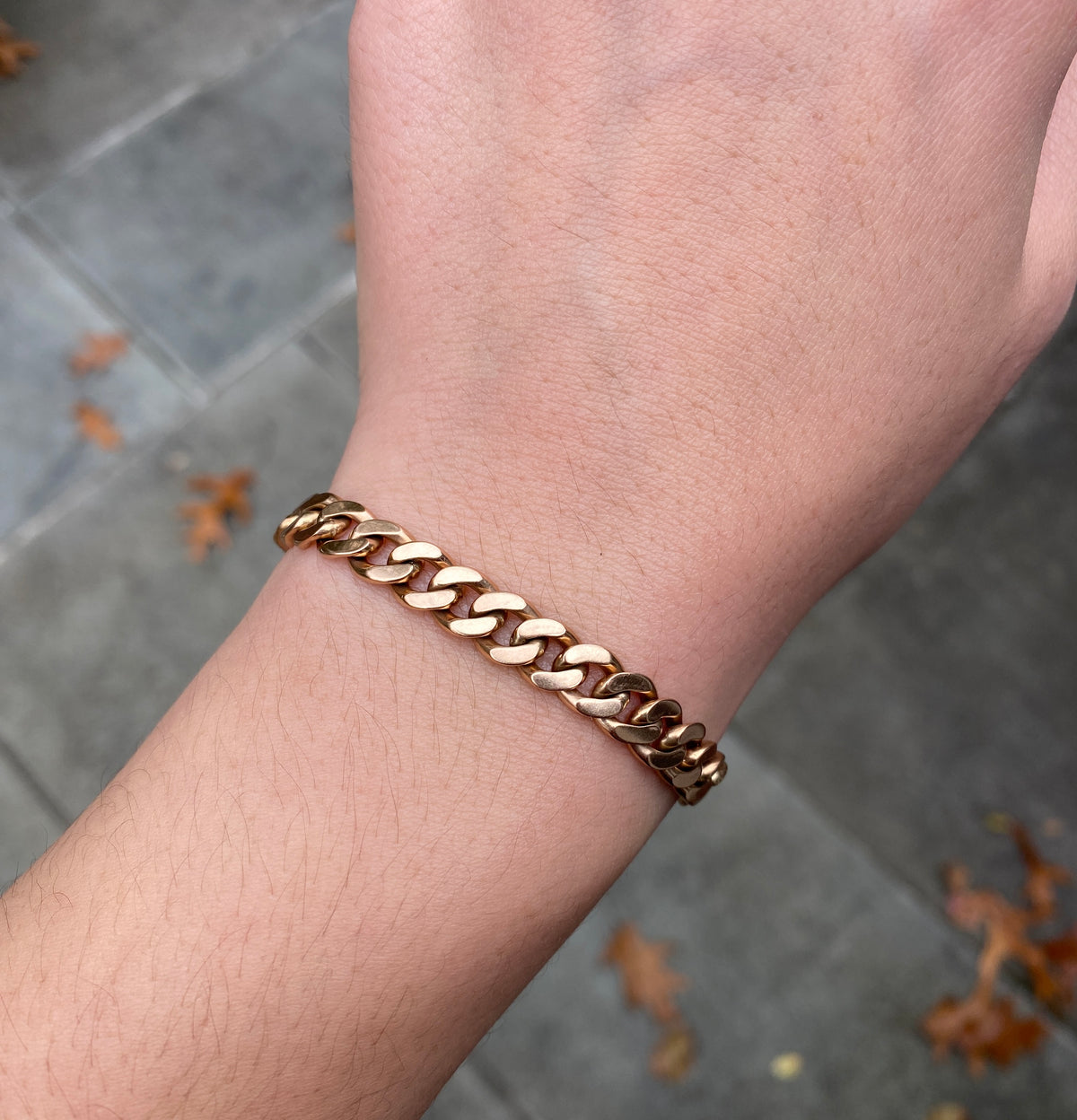 Vintage 18K Rose Gold Solid Curb Link Bracelet
