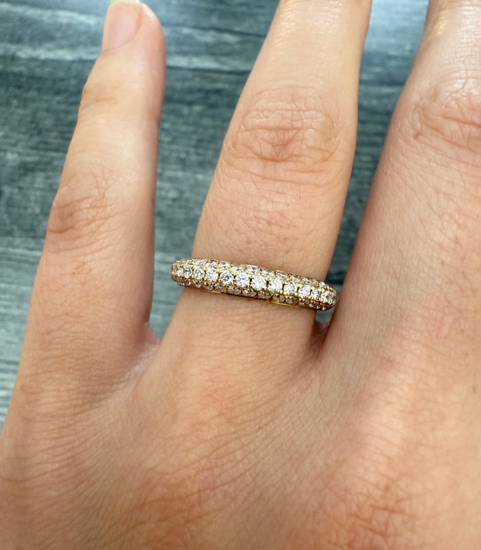 Three Row Diamond Ring in 18K Gold
