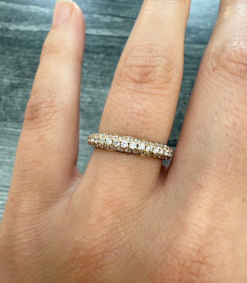 Three Row Diamond Ring in 18K Gold
