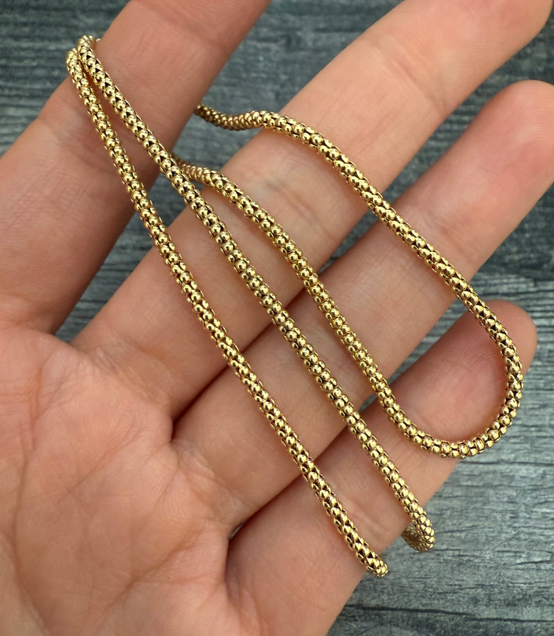 Popcorn Style 14K Gold Chain, 17.75" Long
