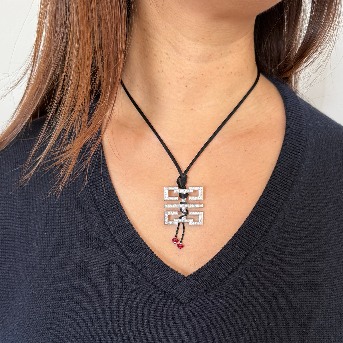 Cartier Le Baiser Du Dragon Diamond and Silk Cord Necklace